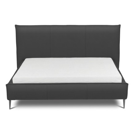 Lit design en cuir italien de luxe AURENE, gris foncé, 200x200