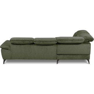 Canapé d'angle convertible en velours luxe - 5 places, SIENNA, vert foncé, angle gauche