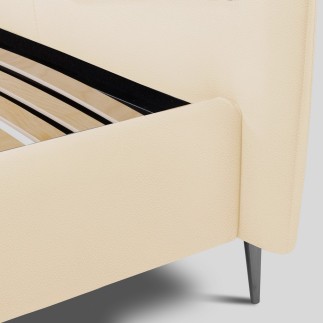 Lit design en cuir italien de luxe AURENE, beige, 180x200