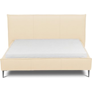 Lit design en cuir italien de luxe AURENE, beige, 180x200