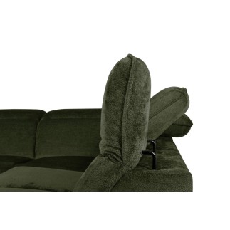 Canapé d'angle convertible en velours luxe - 5 places, SIENNA, vert foncé, angle gauche