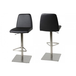 Tabouret design en simili cuir noir, AMSTERDAM