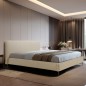 Lit design en cuir italien de luxe AURENE, beige, 200x200 Lit design en cuir italien de luxe AURENE, beige, 200x200