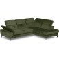 Canapé d'angle convertible en velours luxe - 5 places, SIENNA, vert olive, angle droit