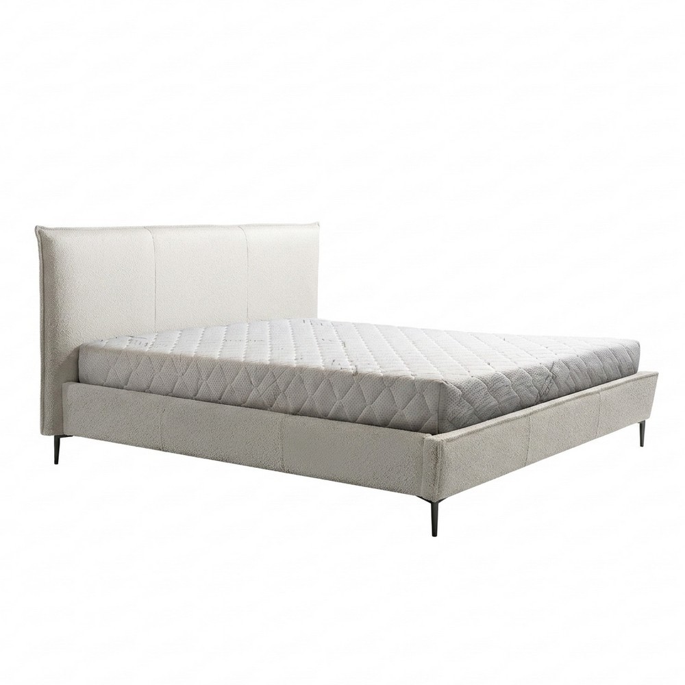 Lit design en cuir italien de luxe AURENE, blanc cassé, 140x200 Lit design en cuir italien de luxe AURENE, blanc cassé, 140x200