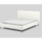 Lit design en cuir italien de luxe AURENE, blanc cassé, 140x200 Lit design en cuir italien de luxe AURENE, blanc cassé, 140x200