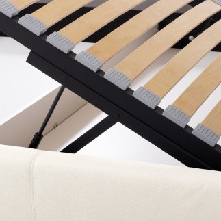 Lit design en cuir italien de luxe AURENE, blanc cassé, 160x200