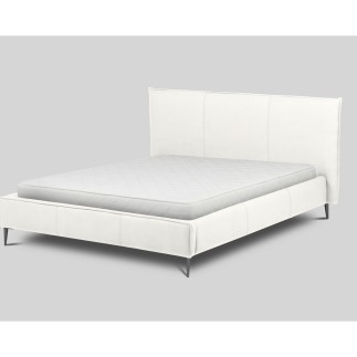 Lit design en cuir italien de luxe AURENE, blanc cassé, 160x200