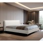 Lit design en cuir italien de luxe AURENE, blanc cassé, 180x200 Lit design en cuir italien de luxe AURENE, blanc cassé, 180x200
