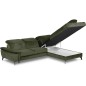 Canapé d'angle convertible en velours luxe - 5 places, SIENNA, vert olive, angle droit