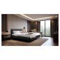 Lit design en cuir italien de luxe AURENE, noir, 140x200 Lit design en cuir italien de luxe AURENE, noir, 140x200
