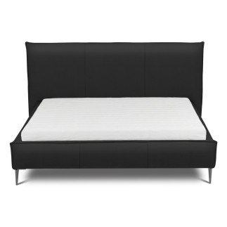 Lit design en cuir italien de luxe AURENE, noir, 140x200