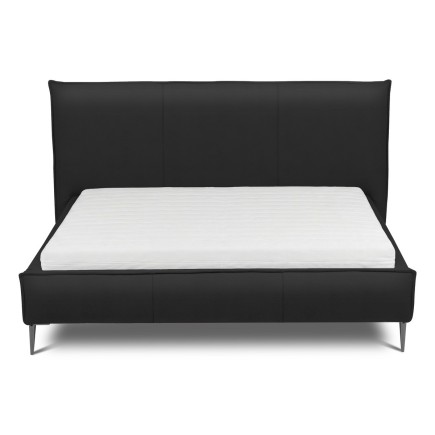 Lit design en cuir italien de luxe AURENE, noir, 140x200