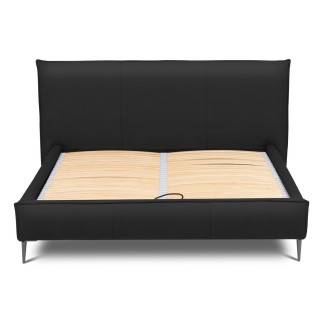 Lit design en cuir italien de luxe AURENE, noir, 140x200