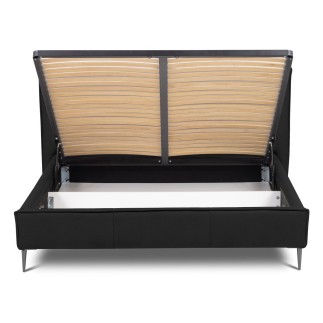 Lit design en cuir italien de luxe AURENE, noir, 140x200
