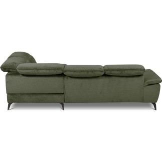 Canapé d'angle convertible en velours luxe - 5 places, SIENNA, vert olive, angle droit