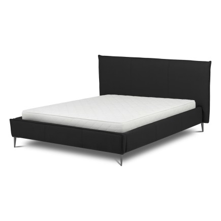Lit design en cuir italien de luxe AURENE, noir, 140x200