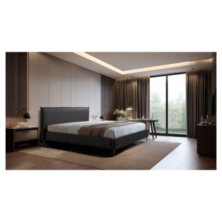 Lit design en cuir italien de luxe AURENE, noir, 160x200