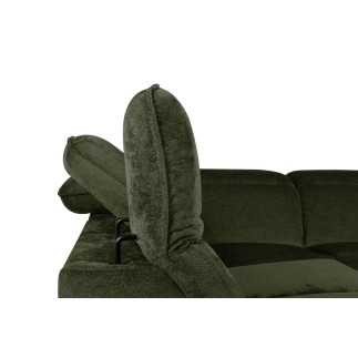 Canapé d'angle convertible en velours luxe - 5 places, SIENNA, vert olive, angle droit