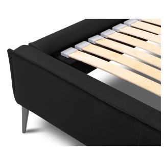 Lit design en cuir italien de luxe AURENE, noir, 160x200