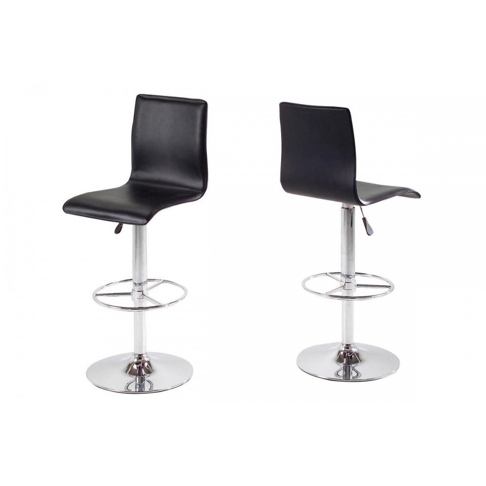 Lot de 2 tabourets design en simili cuir noir, AZINA