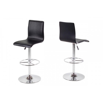 Lot de 2 tabourets design en simili cuir noir, AZINA