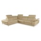 Canapé d'angle relax 100% tout cuir épais luxe italien 1 relax électrique 5/6 places KASTER beige angle gauche