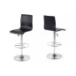 Lot de 2 tabourets design en simili cuir noir, AZINA
