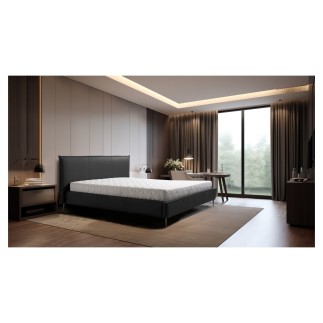 Lit design en cuir italien de luxe AURENE, noir, 180x200