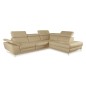 Canapé d'angle relax 100% tout cuir épais luxe italien 1 relax électrique 5/6 places KASTER beige angle droit Canapé d'angle relax 100% tout cuir épais luxe italien 1 relax électrique 5/6 places KASTER beige angle droit