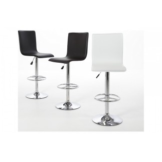 Lot de 2 tabourets design en simili cuir noir, AZINA