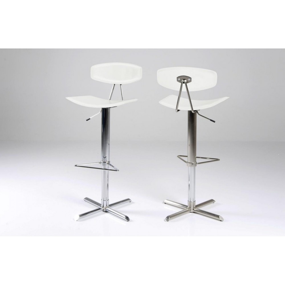 Lot de 2 tabourets design en cuir reconstitué blanc, BLUNT