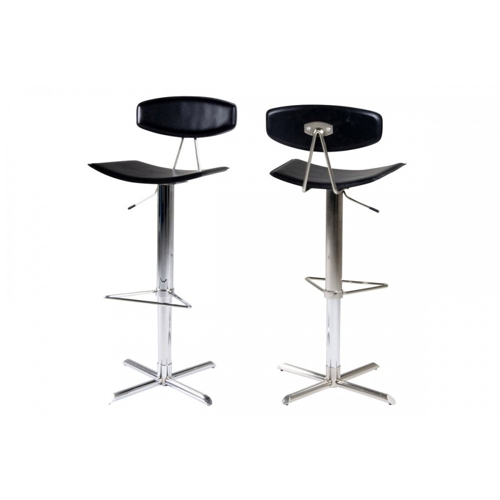 Lot de 2 tabourets design en cuir reconstitué noir, BLUNT