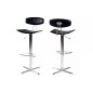 Lot de 2 tabourets design en cuir reconstitué noir, BLUNT