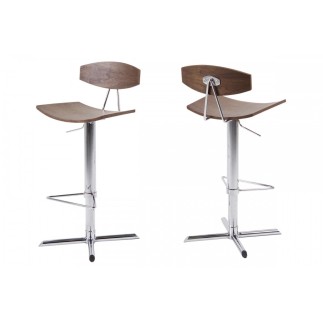 Lot de 2 tabourets design bois et chrome, BLUNT