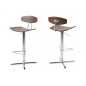 Lot de 2 tabourets design bois et chrome, BLUNT
