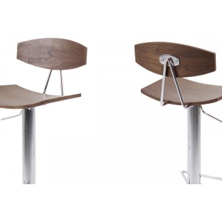 Lot de 2 tabourets design bois et chrome, BLUNT