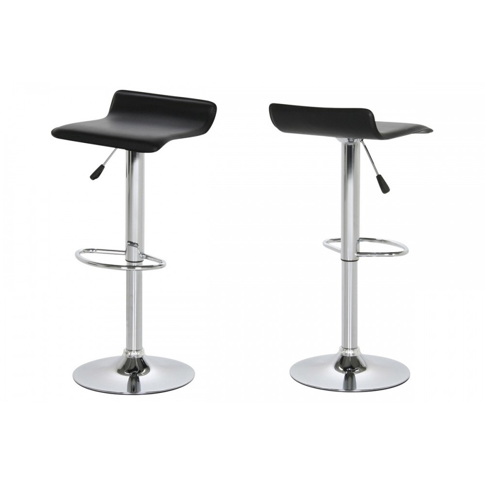 Lot de 2 tabourets design en simili cuir blanc, DAVINO, Noir