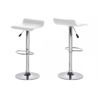 Lot de 2 tabourets design en simili cuir blanc, DAVINO