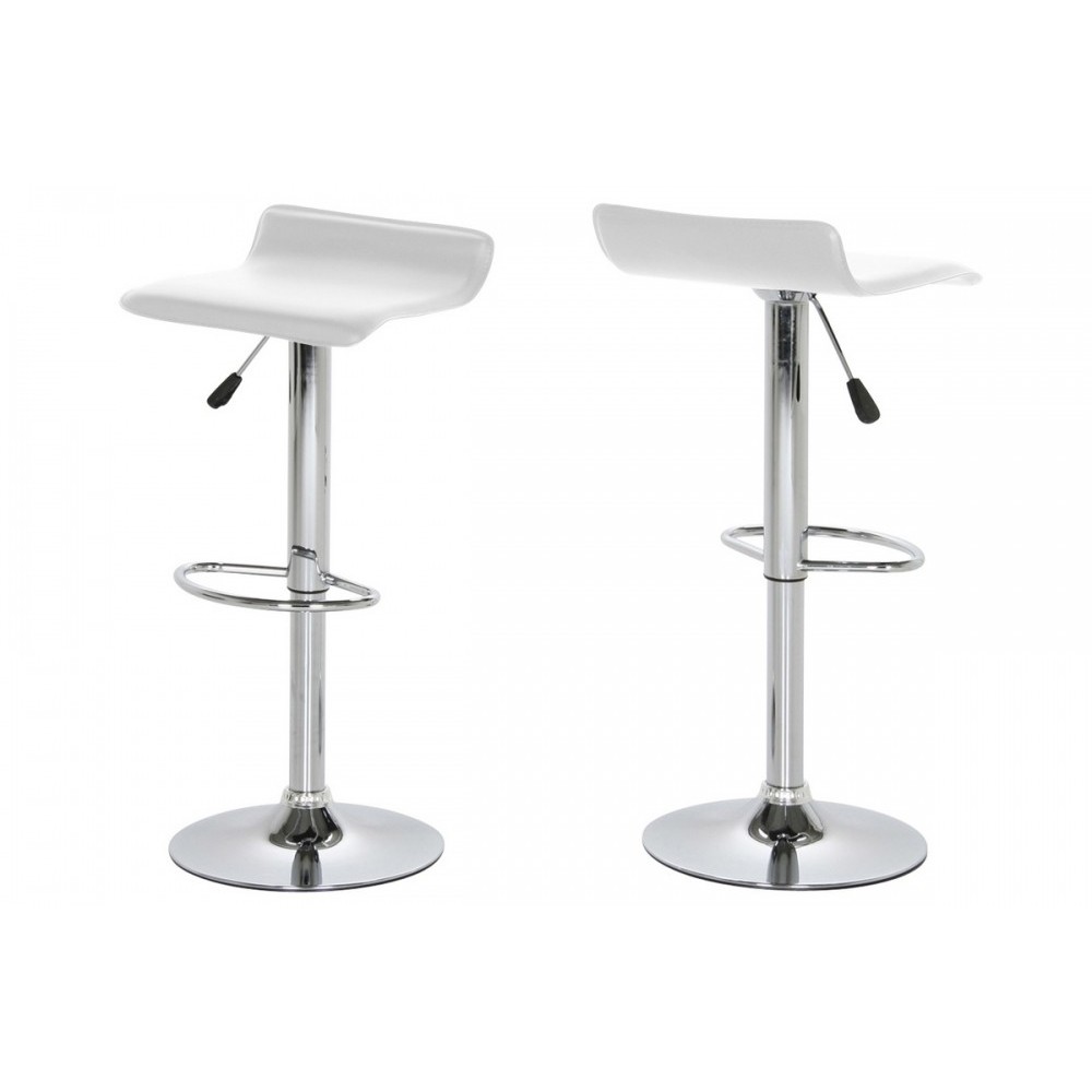 Lot de 2 tabourets design en simili cuir blanc, DAVINO