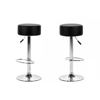 Lot de 2 tabourets design en simili cuir noir, DUSTIN