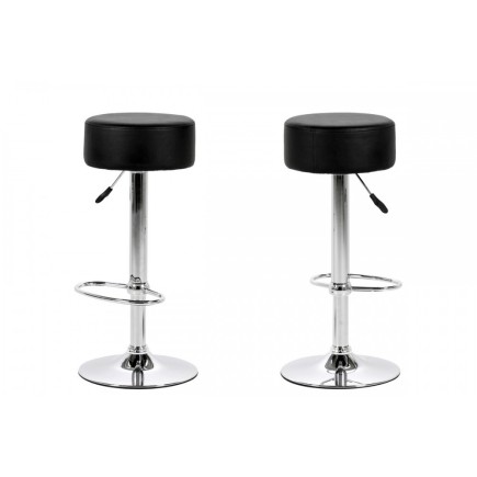 Lot de 2 tabourets design en simili cuir noir, DUSTIN