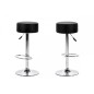 Lot de 2 tabourets design en simili cuir noir, DUSTIN