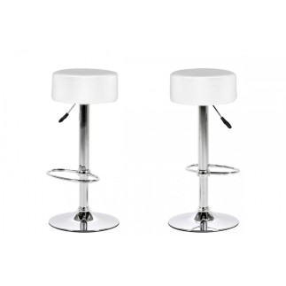 Lot de 2 tabourets design en simili cuir blanc, DUSTIN