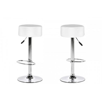 Lot de 2 tabourets design en simili cuir blanc, DUSTIN