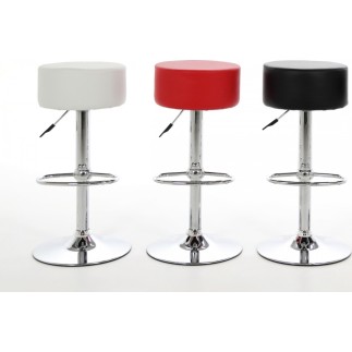 Lot de 2 tabourets design en simili cuir rouge, DUSTIN