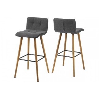 Lot de 2 tabourets design en tissu gris clair, FRAZER