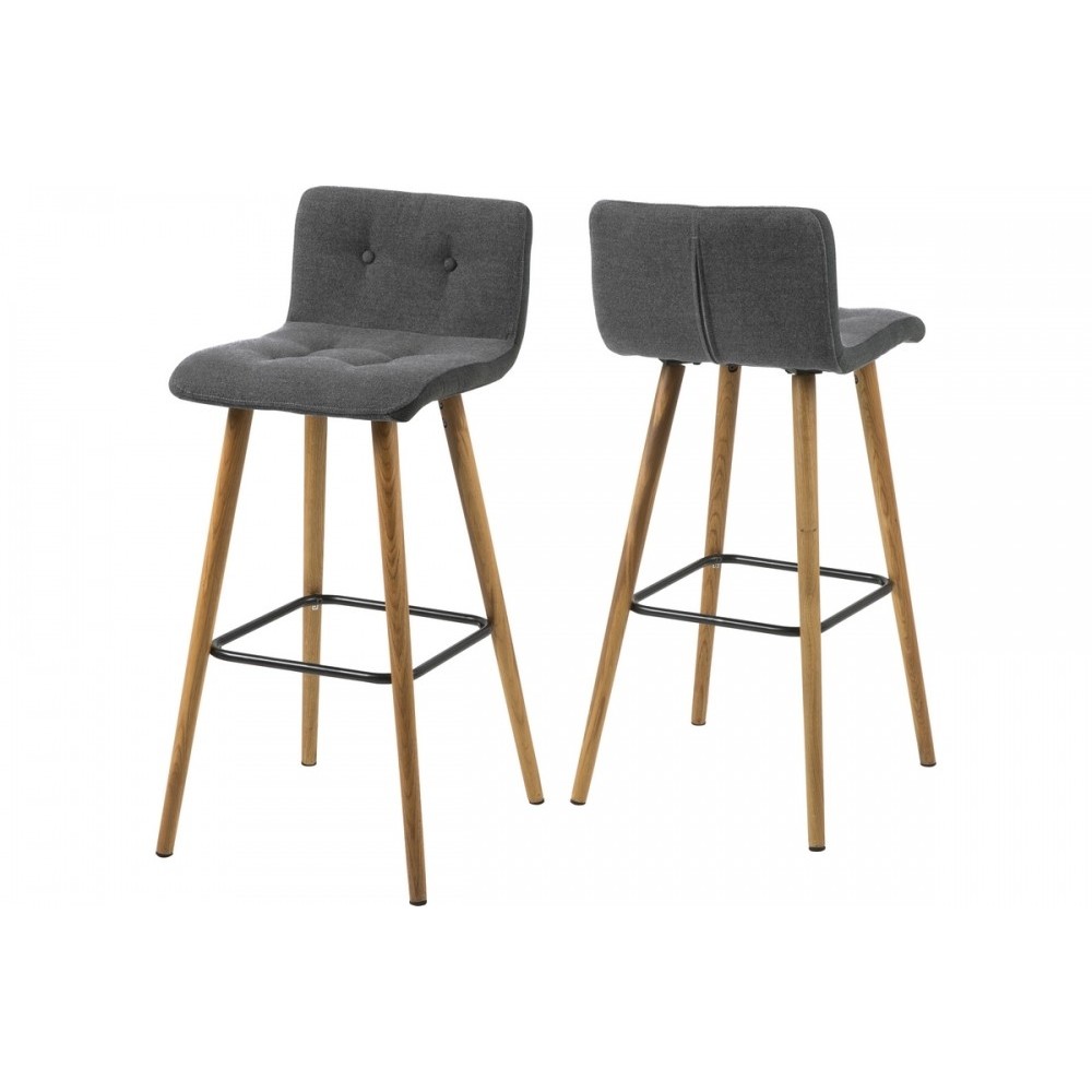 Lot de 2 tabourets design en tissu gris clair, FRAZER