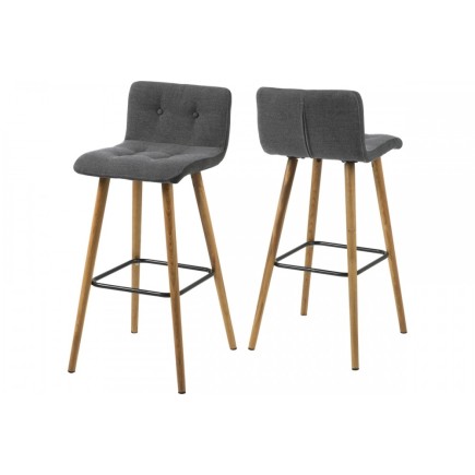 Lot de 2 tabourets design en tissu gris clair, FRAZER