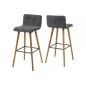 Lot de 2 tabourets design en tissu gris clair, FRAZER